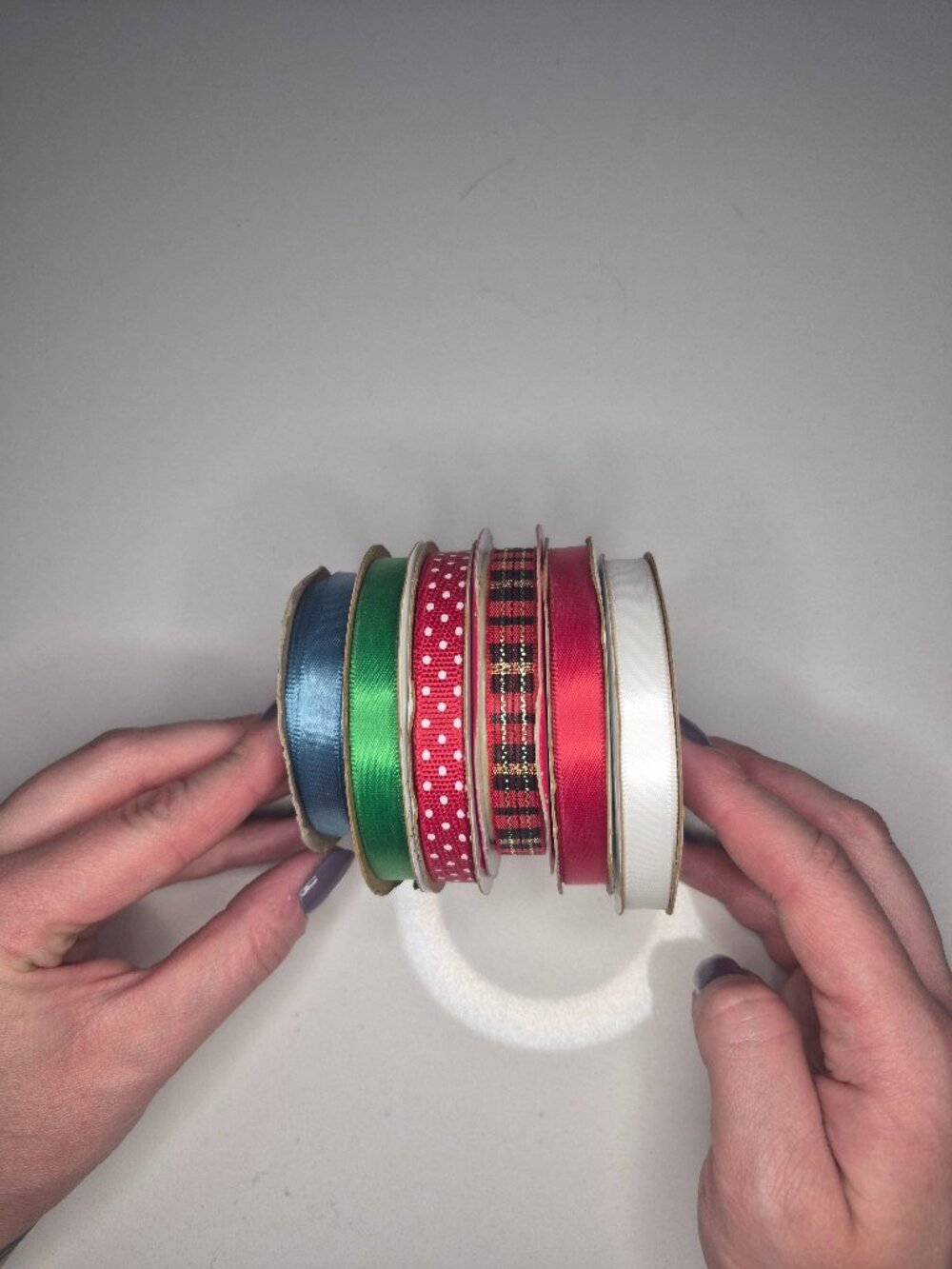 Mixed Lot Of 6 Crafting Ribbon 3/8" Assorted Colors